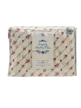 Simply Shabby Chic Trellis Rose twin sheet set Rose print coquette New defects